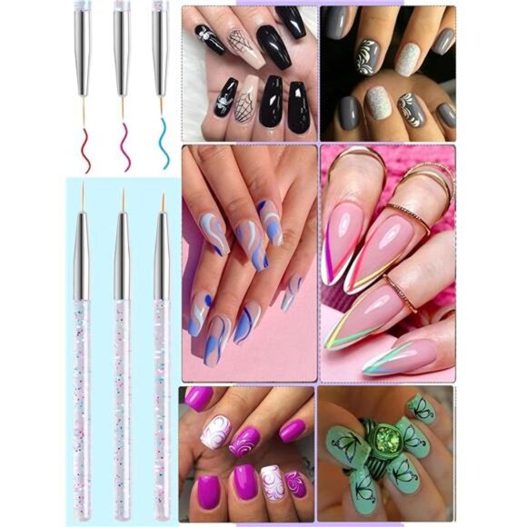 33pcs Acrylic Nail Brush Set UV Gel Nail Art Brushes Nail Art Builder Brush - Picture 3 of 8